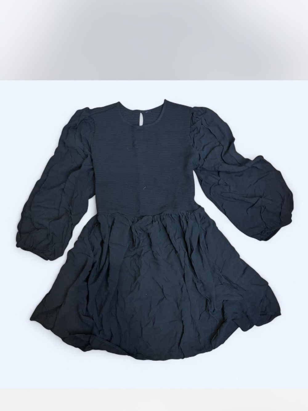 Old Navy Black Puff-Sleeve Smocked Bodice Dress XL